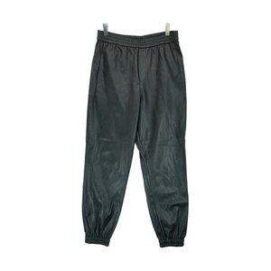 Zara Black Faux Leather High Rise Joggers Size Medium M ~‎ High Rise